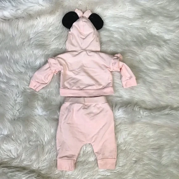Disney Peach pink Minnie Mouse Infant two piece  Hoodie‎ outfit EUC - Picture 3 of 3